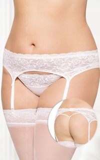Кружевной пояс для чулочек в комплекте с трусиками-стринг Soft Line