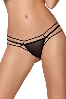 Эффектные трусики-стринги со стреп-лентами черный S/M Obsessive