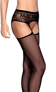 Чулочки в мелкую сеточку с кружевным поясом Obsessive