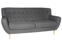 Диван DeepHouse Тоскана трехместный ткань темно-серая ножки натуральное дерево