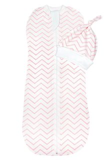 Пеленка-кокон с шапочкой Amarobaby Soft Hugs Зигзаг розовый, р. 68-74