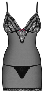 Сорочка полупрозрачная с кружевом на тонких бретелях Obsessive