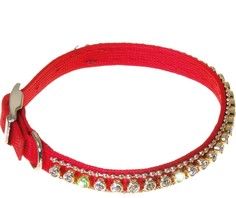 VIPet Ошейник со стразами Мини (большой), красный, 10 мм x 23-28 см Zoo One