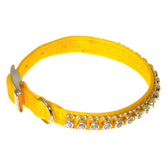 VIPet Ошейник со стразами Мини (малый), желтый, 10 мм x 17-22 см Zoo One