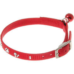 Hello Pet Ошейник для кошек со стразами в форме лапок, 10 мм (22-26 см), красный