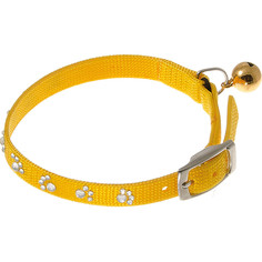 Hello Pet Ошейник для кошек со стразами в форме лапок, 10 мм (22-26 см), желтый