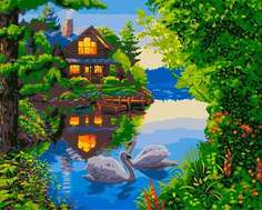 Картина по номерам Фрея "Дом у озера", 40x50 Freya