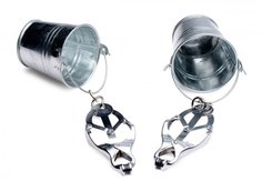 Металлические зажимы Master Series на соски с грузами Jugs Nipple Clamps with Buckets XR Brands