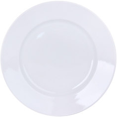 Тарелка столовая Дулево Гладкий край Белая, диаметр 24 см., фарфор