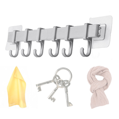 Вешалка настенная с 6 крючками Blonder Home BH-HANGER-05, цвет серый, 34х7 см