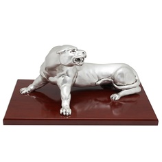 Скульптура "Разъяренная пантера", посеребрение матовое Exetera Argenti