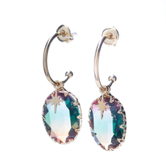 Серьги Moon Paris Ikita полукольца MIK-20.03-064 зеленые