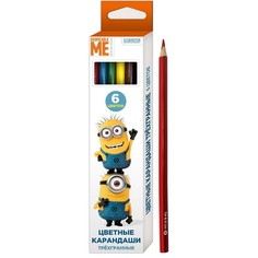 Цветные карандаши Росмэн трехгранные 6 цветов Миньоны тм Despicable Me