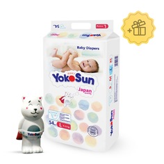 Подгузники YokoSun на липучках L 9-13 кг 54 шт Игрушка для ванной котик Йоко в подарок