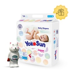 Подгузники YokoSun на липучках S до 6 кг 82 шт Игрушка для ванной котик Йоко в подарок