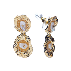 Серьги Moon Paris цветочки с жемчугом Mo-20.02-062 золотистые