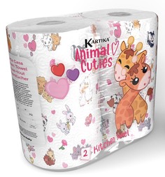 Полотенца кухонные "Зверушки", Kartika Collection, 2-х слойные, 2 рул/70 л, World Cart