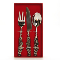 Столовые приборы в наборе ElffDecor (ложка, вилка, нож) Обезьяны олово