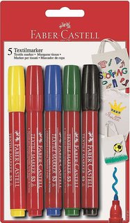 Фломастеры Faber-Castell Для ткани 5 цветов в блистере