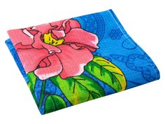 Полотенце кухонное вафельное в клеточку Verona Flowers, 60x35, синий