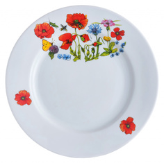 Тарелка столовая 20 см Дулево Гладкий край Цветущий луг фарфор
