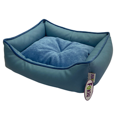 Лежак для животных FOXIE Leather 60х50х18см голубой