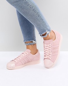 Розовые кроссовки с отделкой металлик на носке adidas Originals Superstar 80S-Розовый