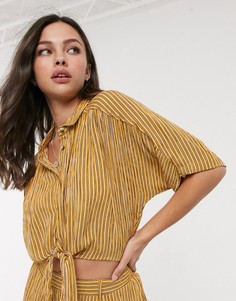 Band Of tie front crop shirt-Желтый