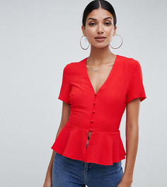 Красная блузка с баской и пуговицами Missguided Tall-Красный