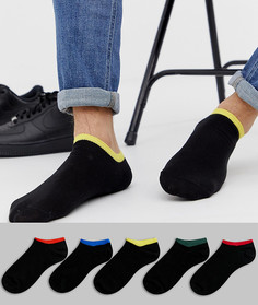 Набор из 5 пар черных спортивных носков с контрастной отделкой ASOS DESIGN - Скидка-Черный