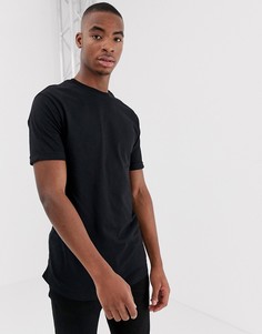 Черная удлиненная футболка Bershka-Черный