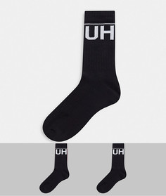 Набор из 2 пар черных носков в рубчик с логотипом HUGO bodywear-Черный