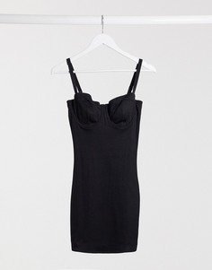 Моделирующее платье с чашечками на косточках для груди большого размера ASOS DESIGN-Черный