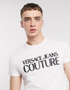 Белая футболка с рельефным логотипом Versace Jeans Couture-Белый
