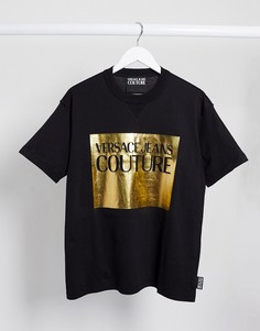 Черная футболка с логотипом Versace Jeans Couture-Черный