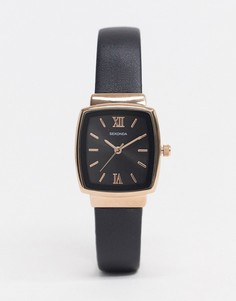 Черные часы с кожаным ремешком Sekonda-Черный