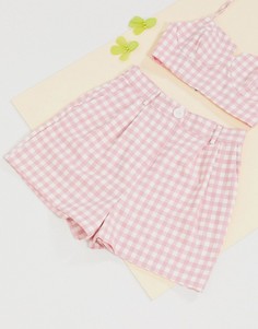 Розовые шорты из 3 частей в клеточку ASOS DESIGN-Мульти