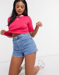 Розовый кроп-топ с логотипом adidas Originals