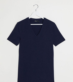 Темно-синяя обтягивающая футболка с V-образным вырезом ASOS DESIGN Tall-Темно-синий