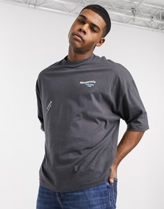 Серая oversized-футболка из органического хлопка c надписью ASOS DESIGN-Серый