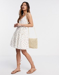 Сарафан мини в горошек с завязкой ASOS DESIGN-Мульти