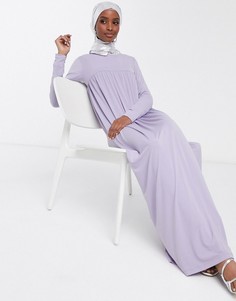 Лавандовое свободное платье макси с длинными рукавами ASOS DESIGN-Фиолетовый