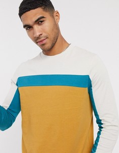 Лонгслив со вставками колор блок ASOS DESIGN-Светло-коричневый