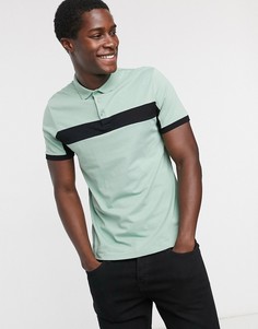 Зеленая футболка-поло колор блок ASOS DESIGN-Зеленый