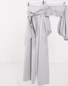 Серые широкие брюки с завязкой от комплекта ASOS EDITION-Серый