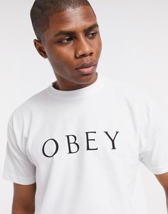 Белая футболка с логотипом на груди Obey-Белый