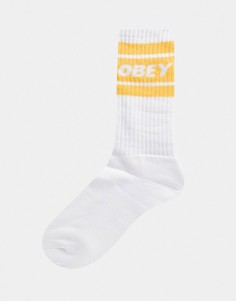Белые носки с желтыми вставками Obey-Белый