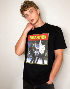 Свободная футболка с принтом из фильма "Криминальное чтиво" на груди ASOS DESIGN-Черный