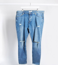 Синие джинсы скинни с рваной отделкой Topman Big & Tall-Синий