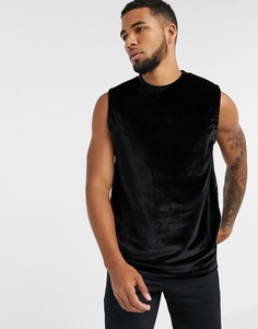 Черная велюровая майка ASOS DESIGN-Черный